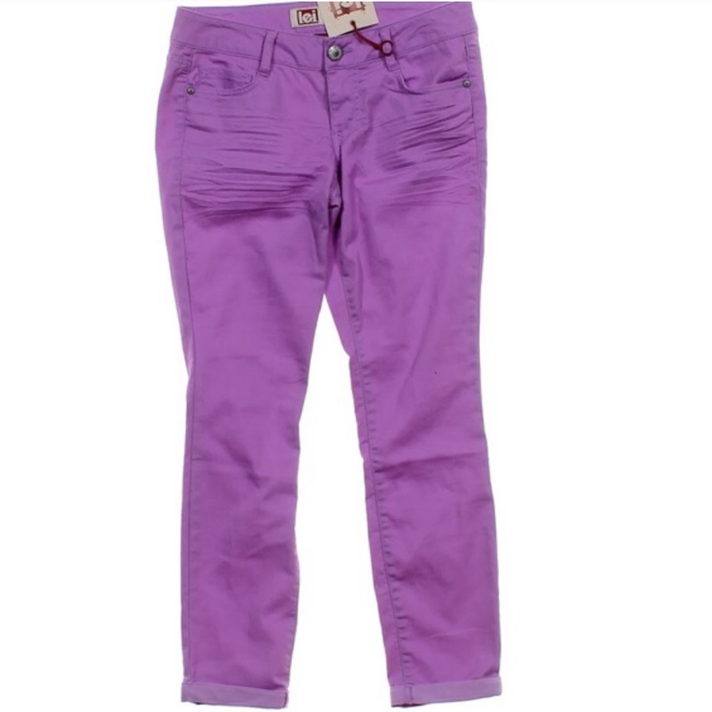 lei Lavender Low Rise Skinny Ankle Capris